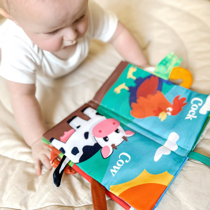 WOOPIE BABY Stoffen Dierenboekje met Staartjes (Engels-talig)