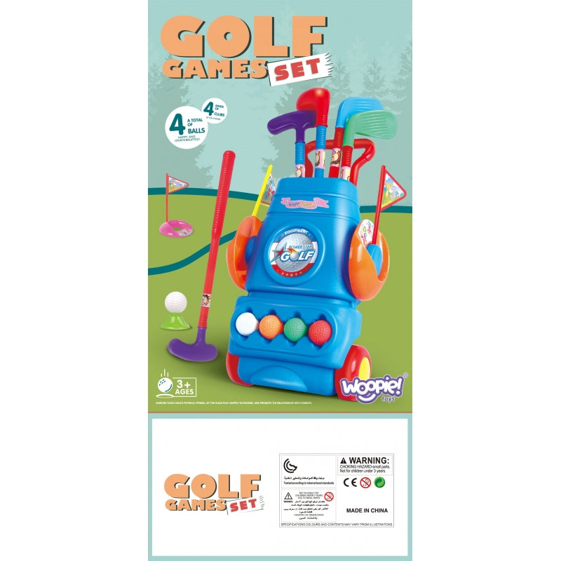 WOOPIE Speelgoed Golfset voor kinderen met Accessoirestandaard op Wieltjes
