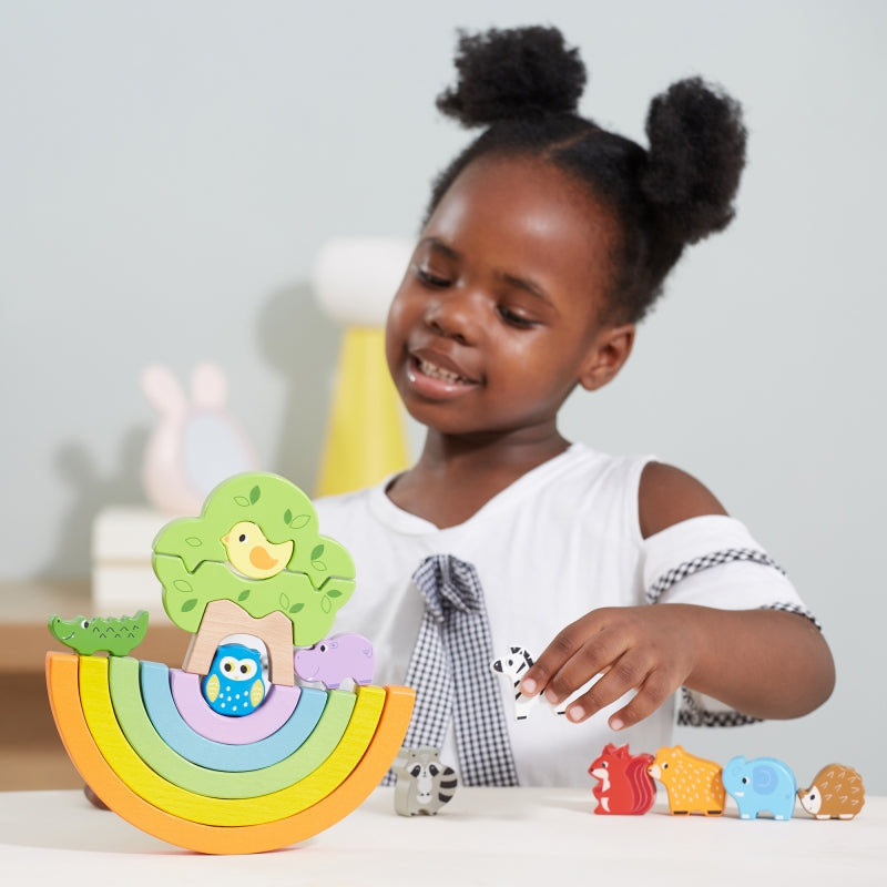 VIGA Houten Regenboogpuzzel Creatieve Montessori Blokken