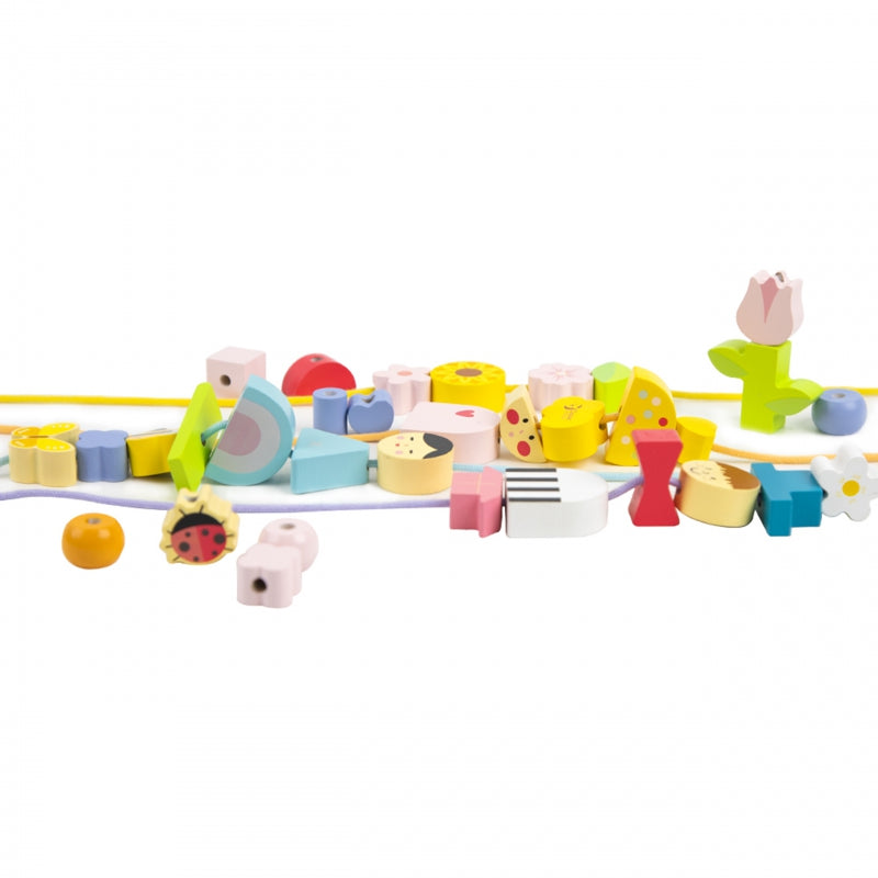 CLASSIC WORLD Houten Rijgblokken Kleren Kinderen - 73 stuks