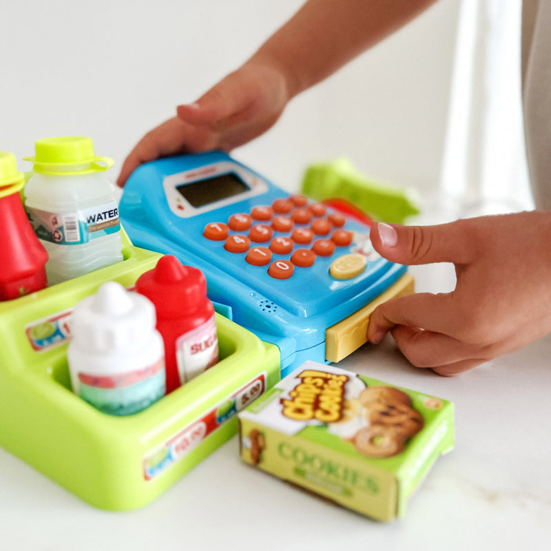 WOOPIE Speelgoed Winkelkassa met plank en accessoires