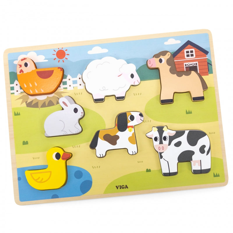 VIGA Houten Boerderijfiguren Puzzel