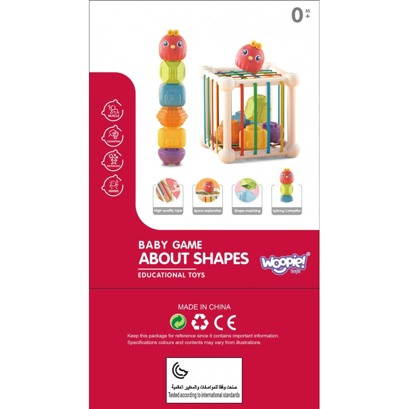 WOOPIE BABY Flexibele Sensorische Kubus - Sorteer dieren + Rammelaar 7 stuks