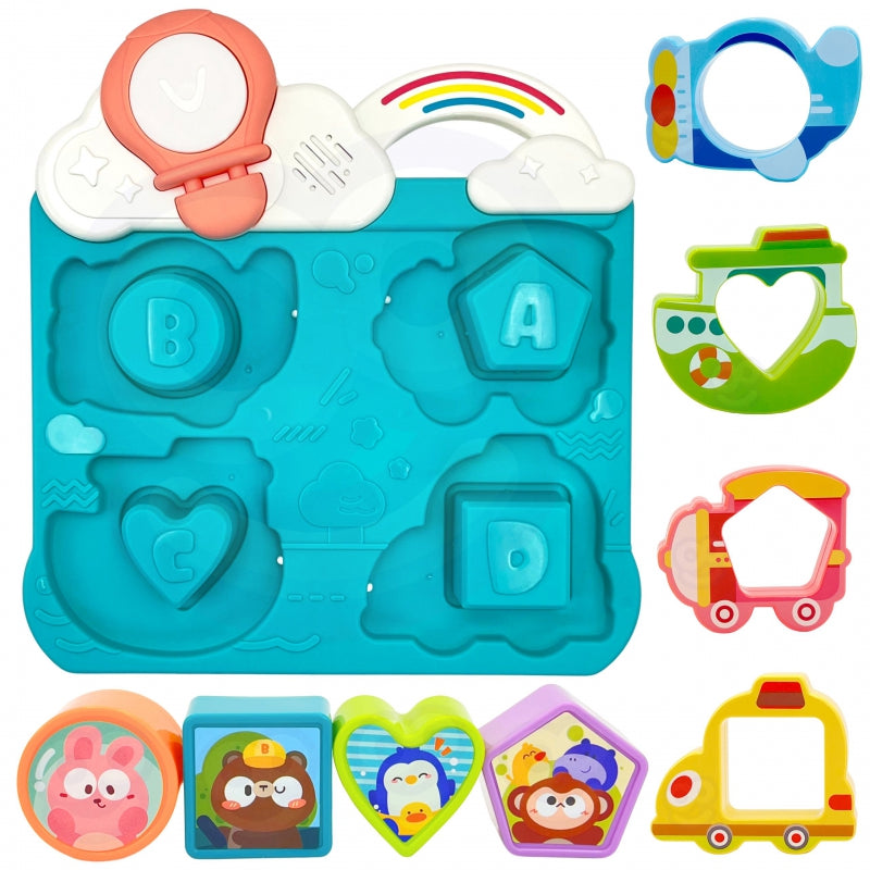 WOOPIE Interactieve Puzzel Match Voertuigen en Dieren voor Baby's en Peuters – Blauw