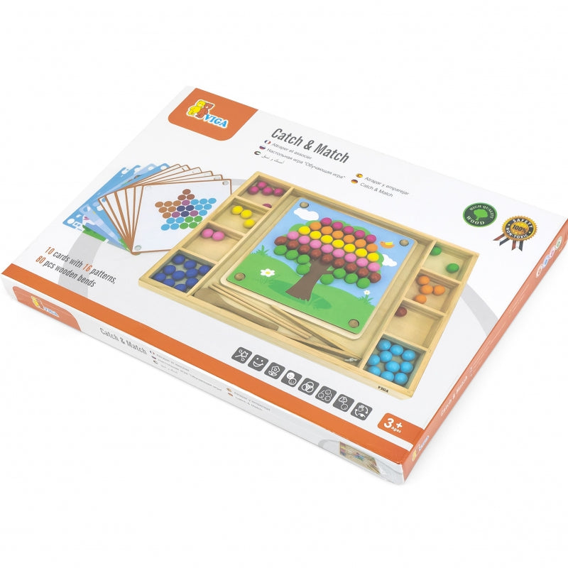 VIGA Houten Kralenspel "Pak en Match", Montessori Puzzel