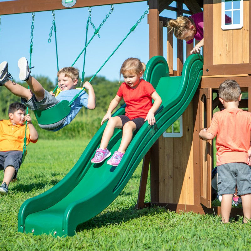 BACKYARD DISCOVERY Houten Speeltoestel Lakewood – Schommels, Glijbaan en Speelhuisje