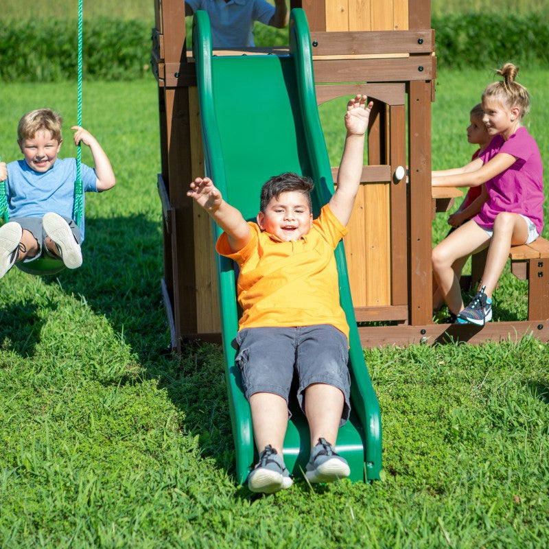 BACKYARD DISCOVERY Houten Speeltoestel Lakewood – Schommels, Glijbaan en Speelhuisje