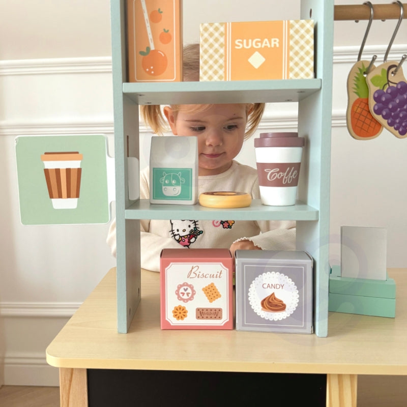WOOPIE Grote multifunctionele 5-in-1 Winkelkraam, Supermarkt, Restaurant, Café & Keuken 73 onderdelen