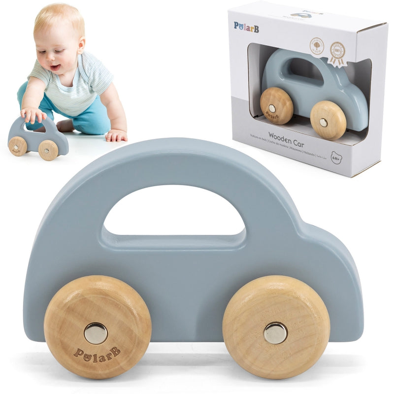 VIGA Houten Speelgoed duwauto Blauw