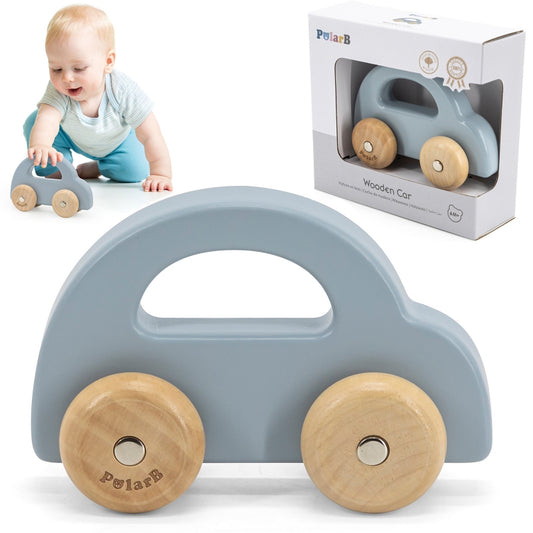 VIGA Houten Speelgoed duwauto Blauw