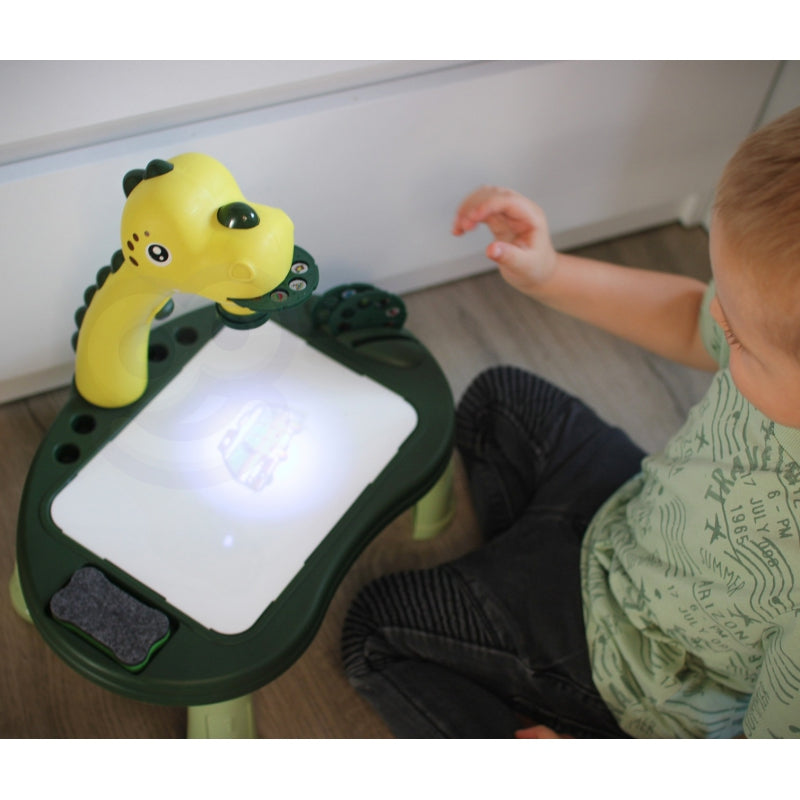 WOOPIE Tekentafel met Projector 24 Patronen - Dinosaurus + 2 Spelletjes - Groen