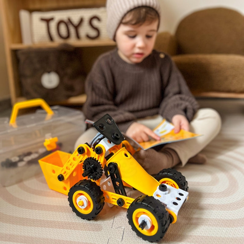 WOOPIE Speelgoed Bouwset van Voertuigen - STEAM Blokken - 100 onderdelen, 8 modellen