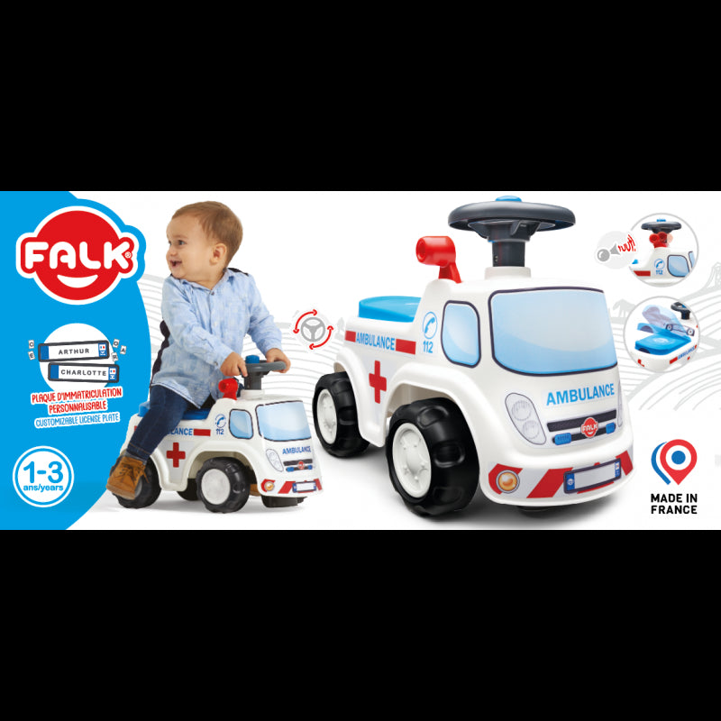 FALK Jeździk Samochód Ambulans z Klaksonem od 1 roku