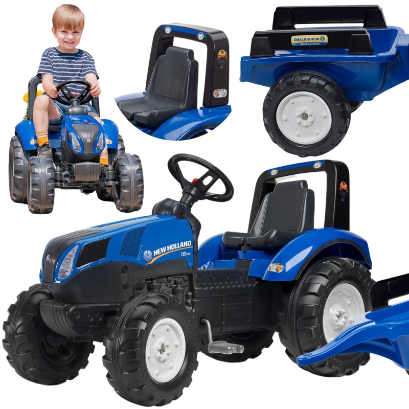 FALK Traktor na Pedały New Holland Duży z Przyczepką od 3 lat