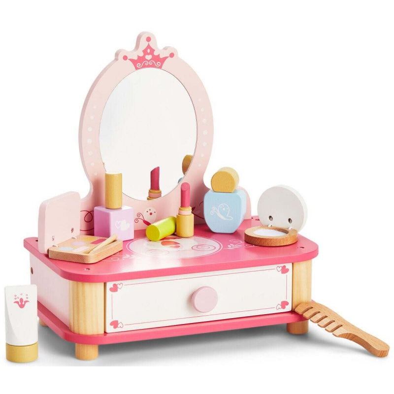 VIGA Houten Roze Make-uptafel met Spiegel + Accessoires