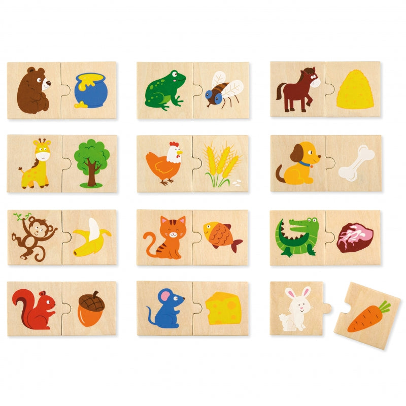 VIGA Houten Puzzel Voer het Dier – Wat Eten Dieren?