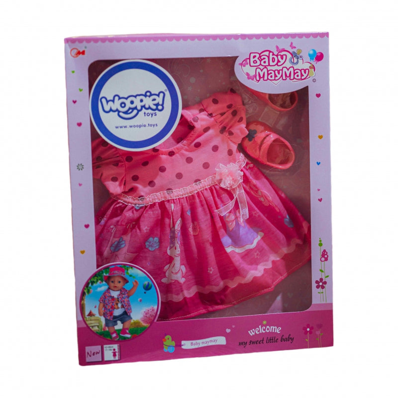 WOOPIE Poppenkleertjes Roze Jurkje Konijn 43-46 cm