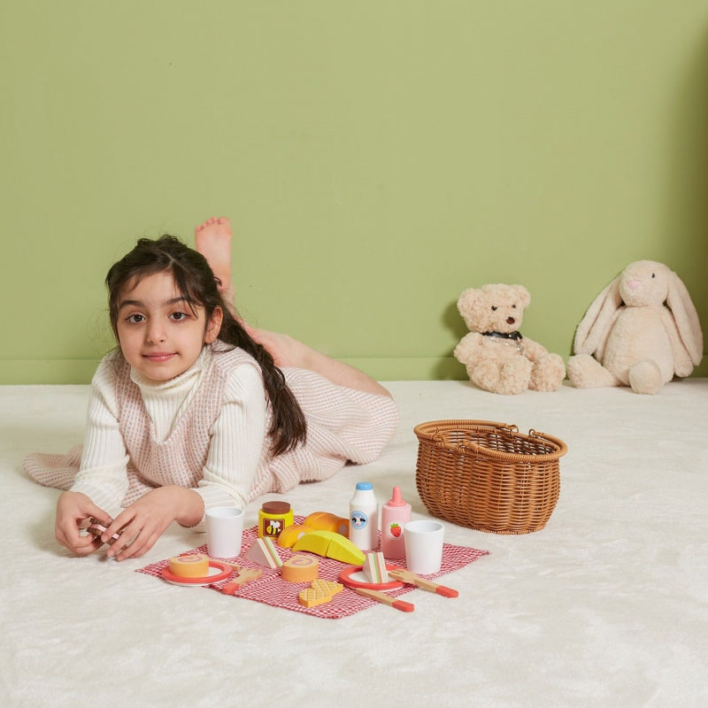 VIGA Houten Speelgoed Picknickset 30 stuks