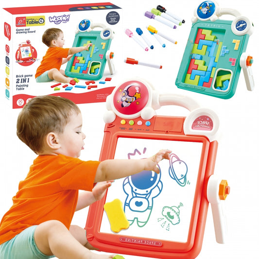 WOOPIE 2-in-1  Tetris Tekenbord - Speel en Schrijf bord - Oranje
