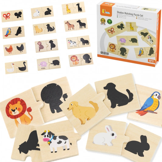 VIGA Houten Dieren Memorie Schaduwpuzzel