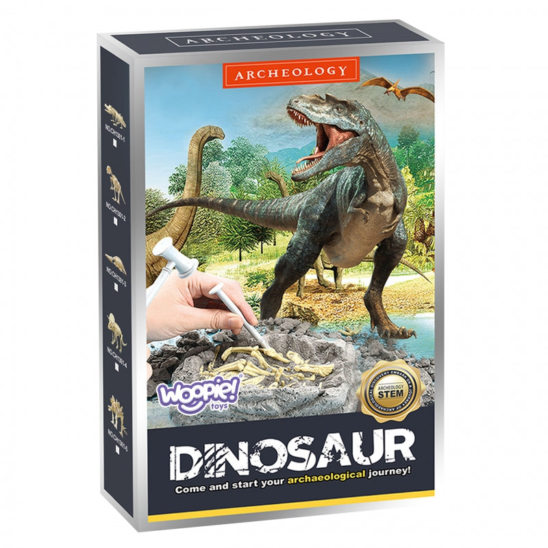 WOOPIE Speelgoed Dinosaurus Skelet Opgraven, graaf, reinig en bouw je eigen dinosaurus