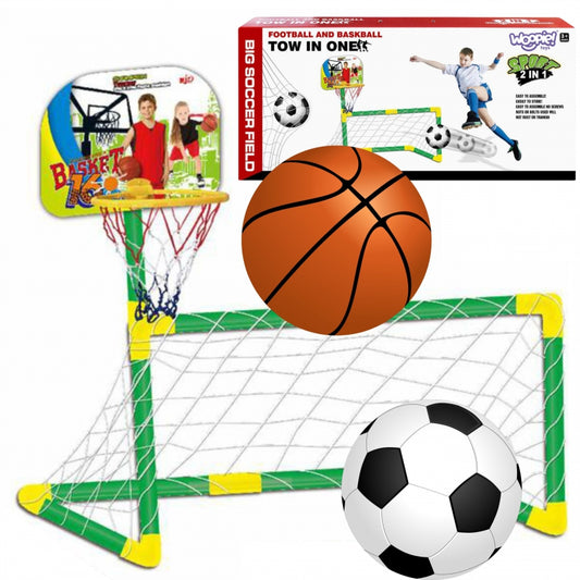 WOOPIE 2-in-1  Basketbal en Voetbaldoel set inclusief Ballen
