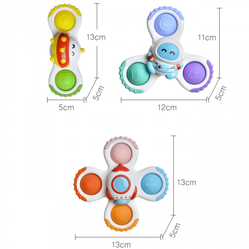 WOOPIE BABY Sensorisch Speelgoed Fidget Spinner – Raket, Alien & Ufo – 3 stuks