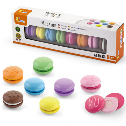 VIGA Houten Speelgoed Macarons - Set van 8 stuks