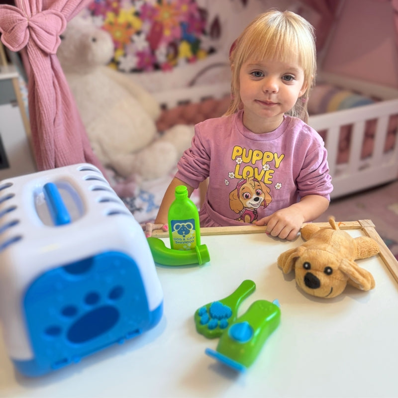 WOOPIE Speelgoed Dierenartsen set met Hondje en Draagkooi 6 stuks