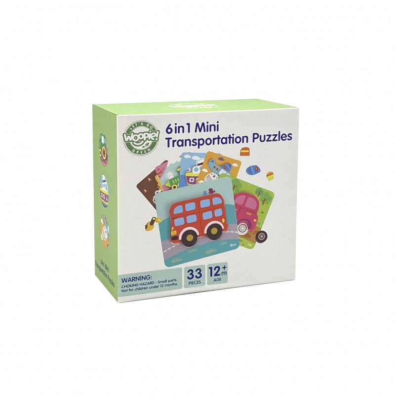 WOOPIE GREEN Houten Puzzel Voertuigen - Auto, Bus, Boot en meer -  Montessori speelgoed