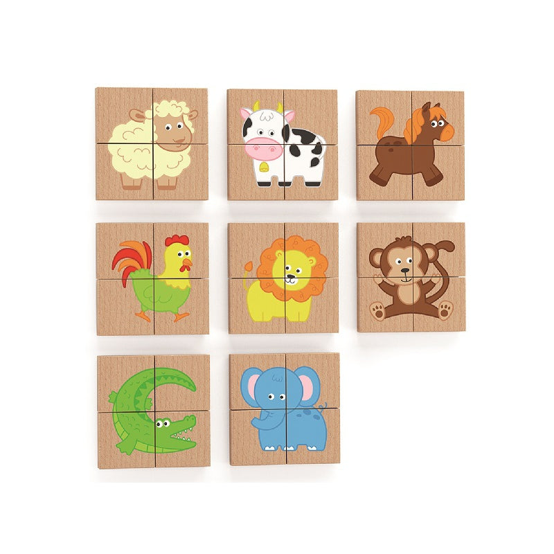 VIGA Houten Magnetische Dierenpuzzel