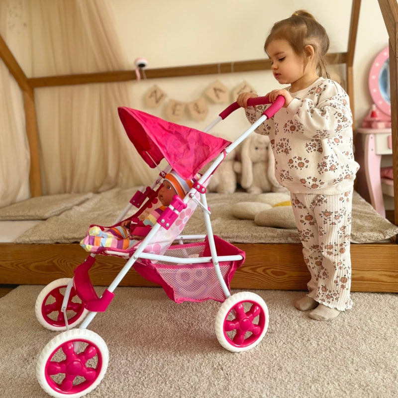 WOOPIE Poppenwagen met Bloemenprint