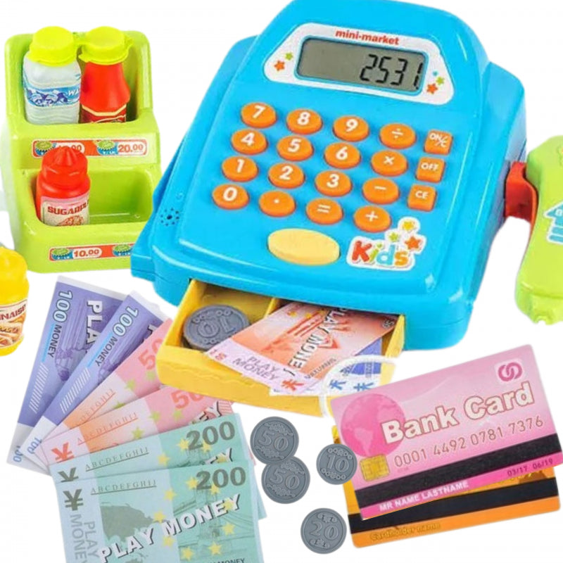 WOOPIE Speelgoed Winkelkassa met plank en accessoires