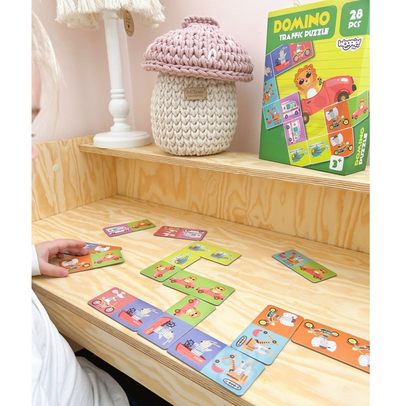 WOOPIE Dominospelset Transport Dieren Schuifpuzzels voor kinderen