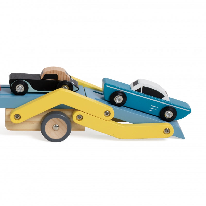 CLASSIC WORLD Houten Wegtransportwagen set met 3 auto’s, thema Wegenwacht