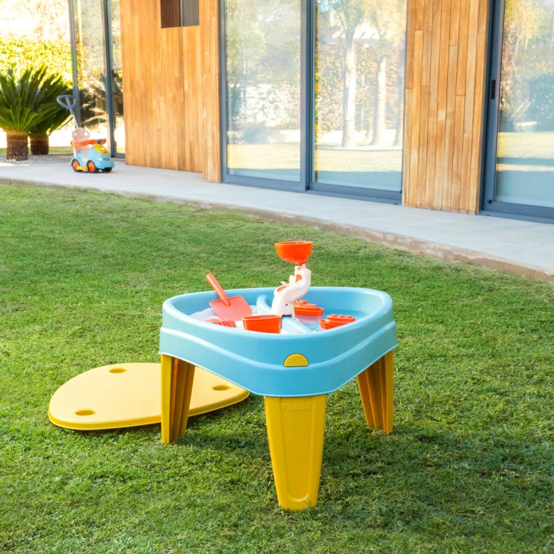 FEBER CASUAL Zand- en Watertafel met Deksel - 4in1 Zandbak - Bureau - Picknicktafel Set
