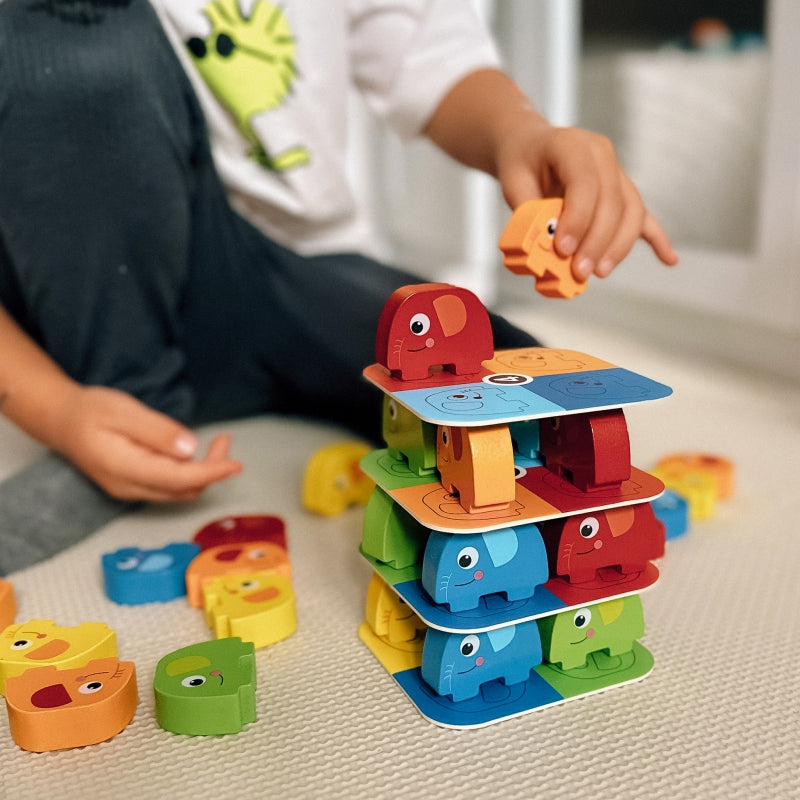 WOOPIE GREEN Olifant op Olifant Jenga puzzel - Behendigheidsspel - Jenga - FSC Gecertificeerd