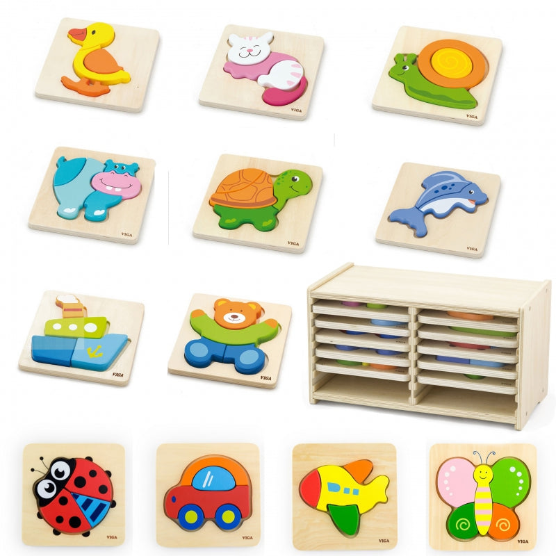 Viga Toys  Puzzle drewniane 12 plansz