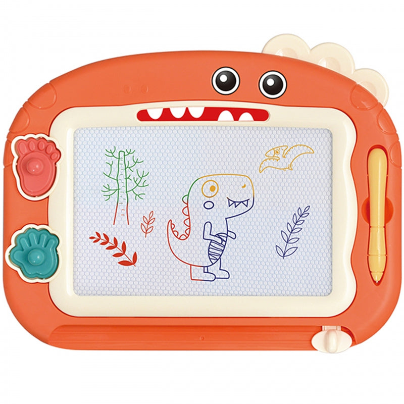 WOOPIE Kleurrijk Magnetisch Schrijfbord voor kinderen Oranje + 2 Dinosaurusstempels