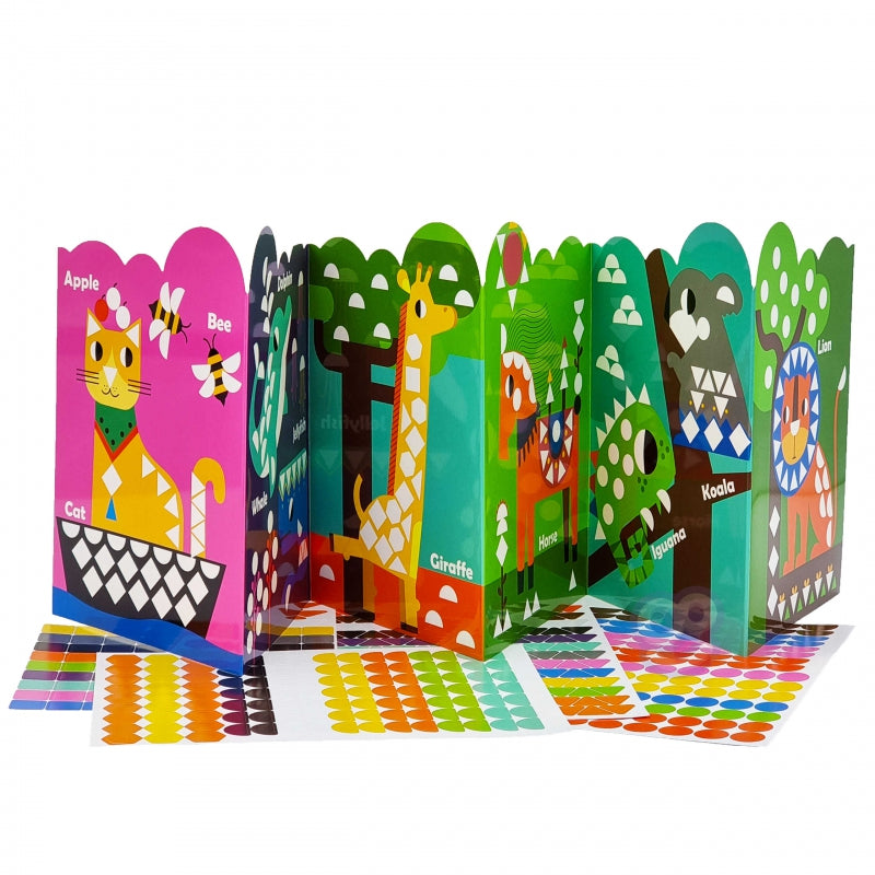 WOOPIE ART&FUN Sticker boek Dieren - Plakboek 504 stuks - Vorm- en Kleurenmatch  (Engelstalig)