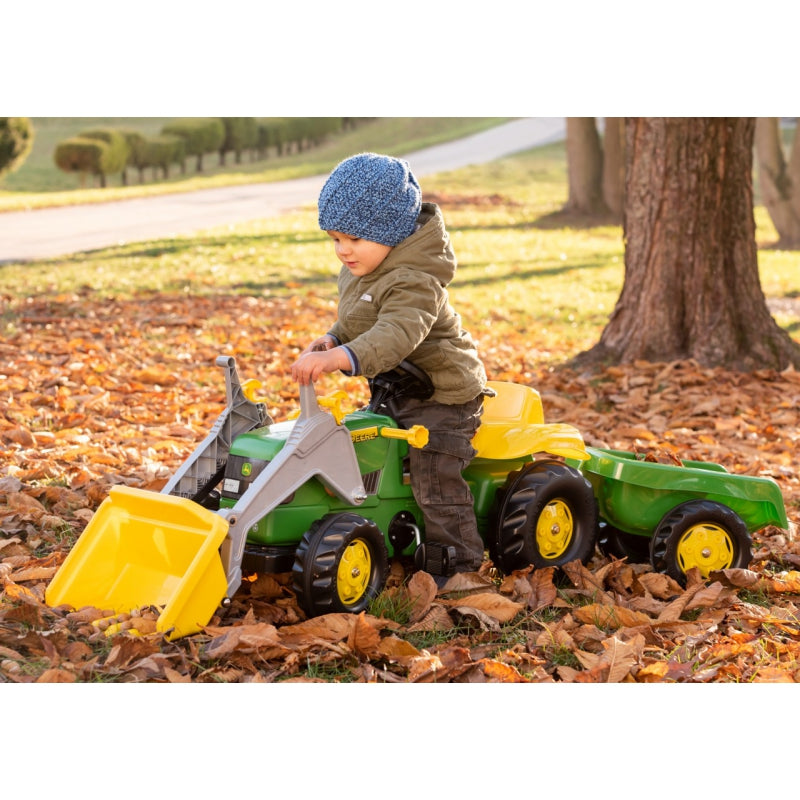 Rolly Toys RollyKid  John Deere Traktor na Pedały z Łyżką i Przyczepą - Zielony