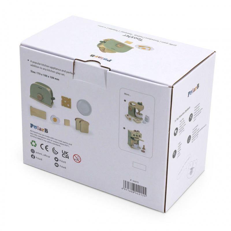 VIGA Houten Speelgoed Broodroosterset Groen + Accessoires