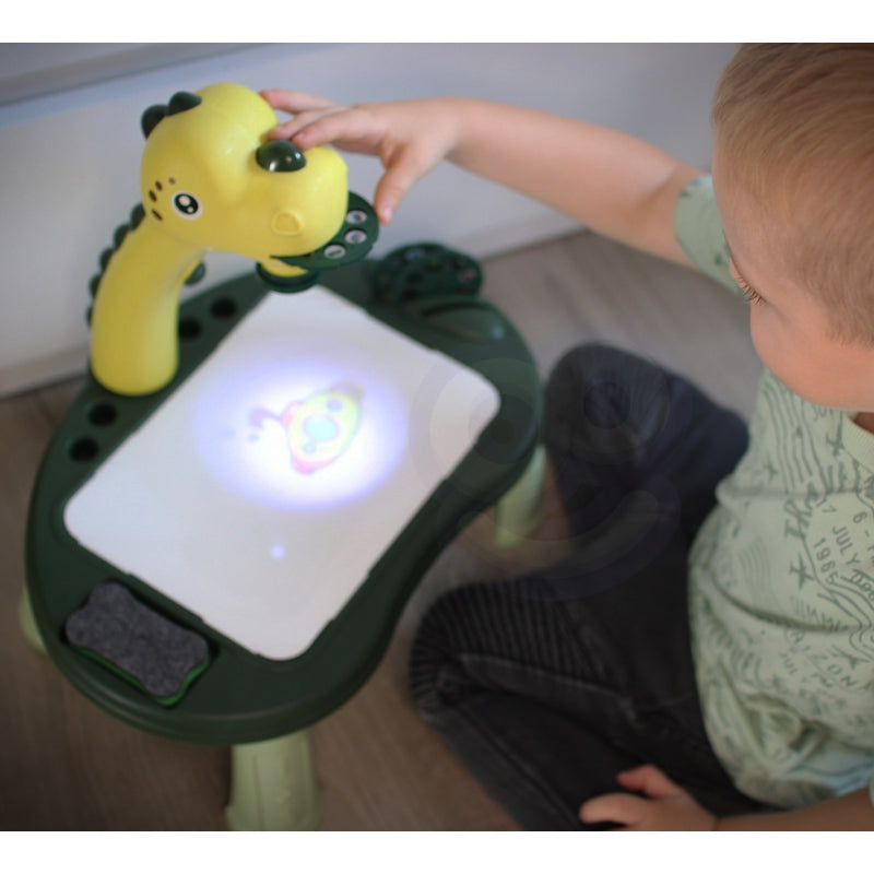WOOPIE Tekentafel met Projector 24 Patronen - Dinosaurus + 2 Spelletjes - Groen