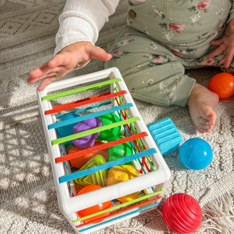 WOOPIE BABY Flexibele Sensorische Kubus – Vormenstoof voor Kinderen met Kleurrijke Vormen, 13-delig