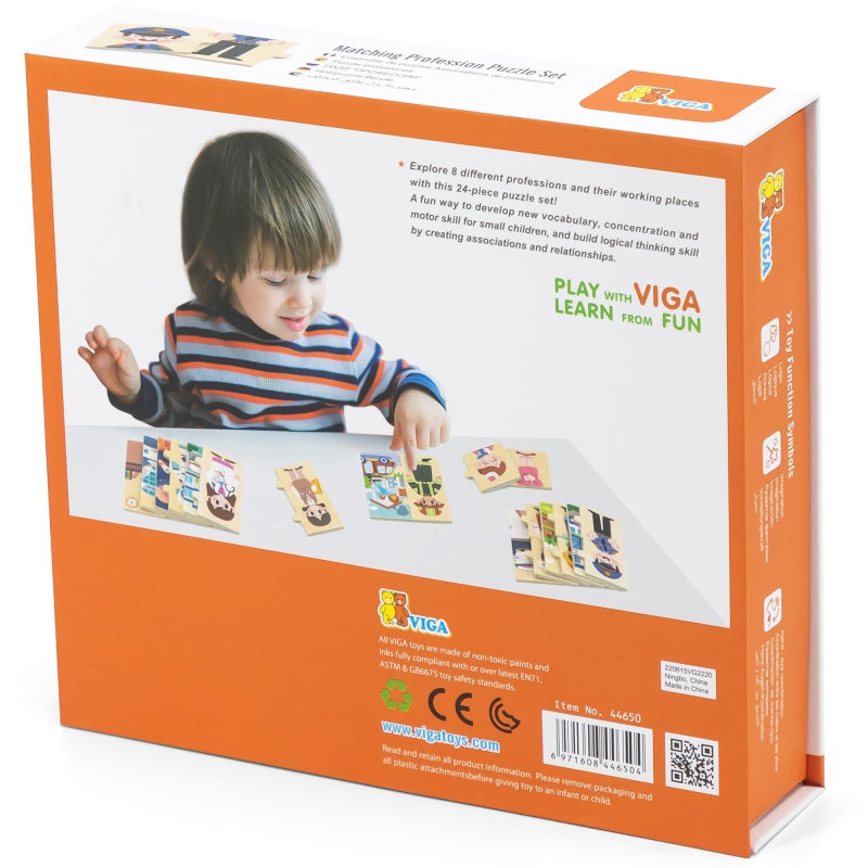 VIGA Houten Puzzel – Beroepen Sorteerpuzzel
