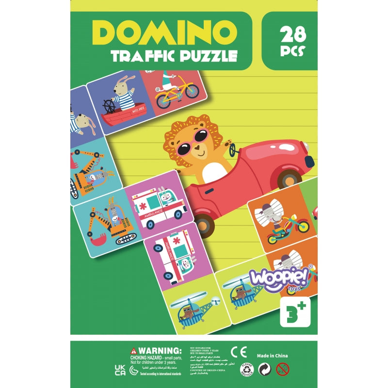 WOOPIE Dominospelset Transport Dieren Schuifpuzzels voor kinderen