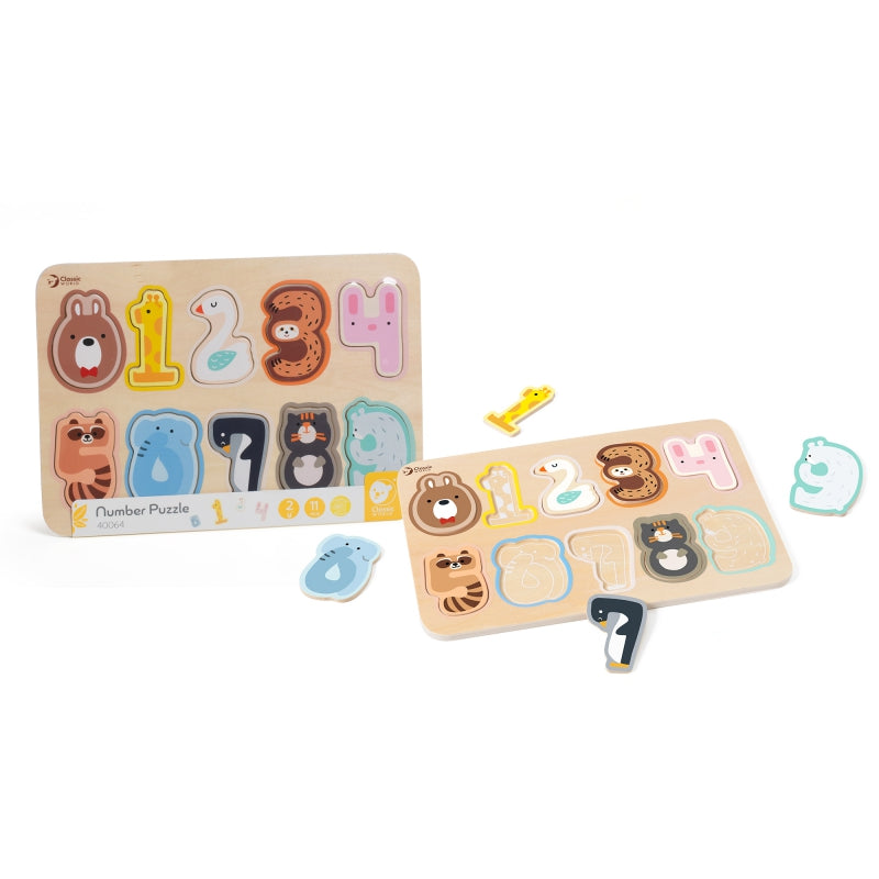 CLASSIC WORLD Houten Numerieke Getallen Puzzel - 11 stuks