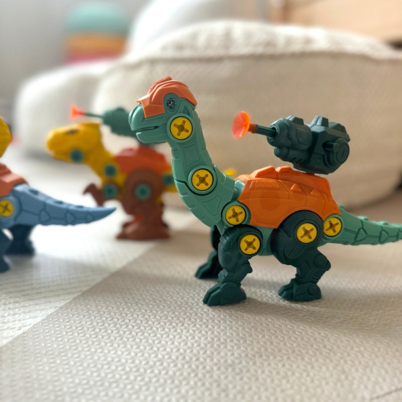 WOOPIE Dino Constructieset – 3 Dinosaurussen om te Monteren met Boormachine en Schroevendraaier in Doos