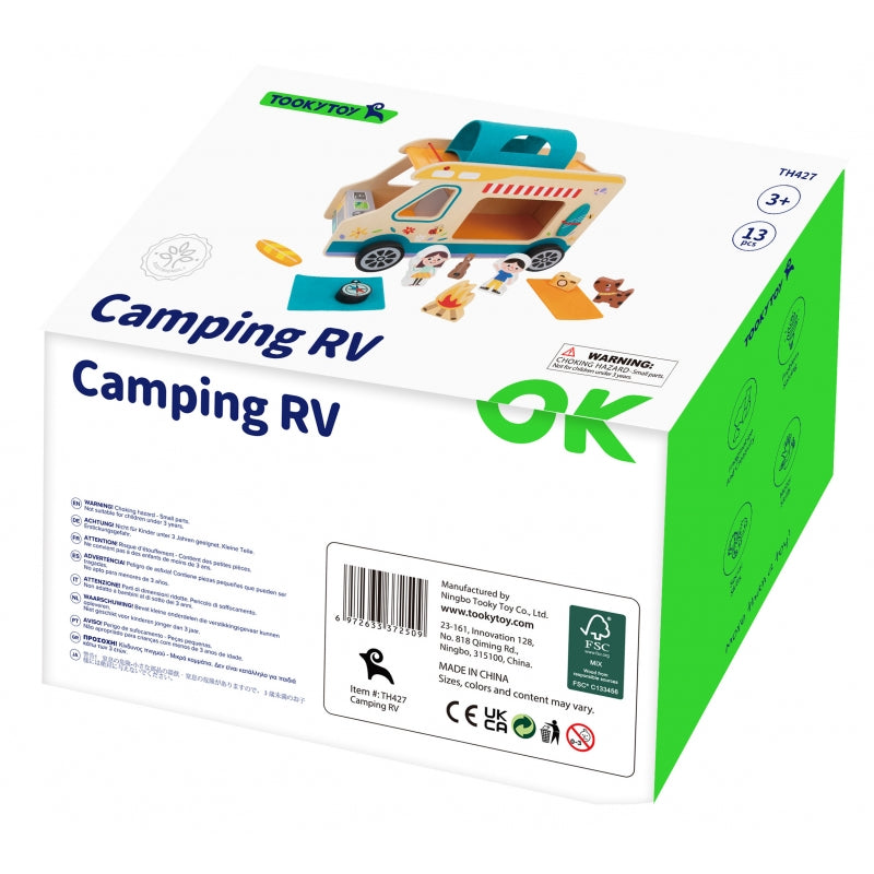TOOKY TOY Houten Camper met Figuren en Camping
