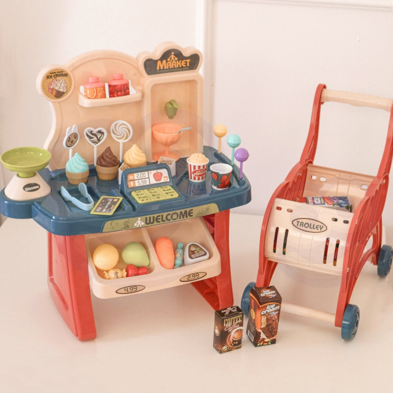 WOOPIE Speelgoed Supermarkt Winkelwagen inclusief 40 Accessoires